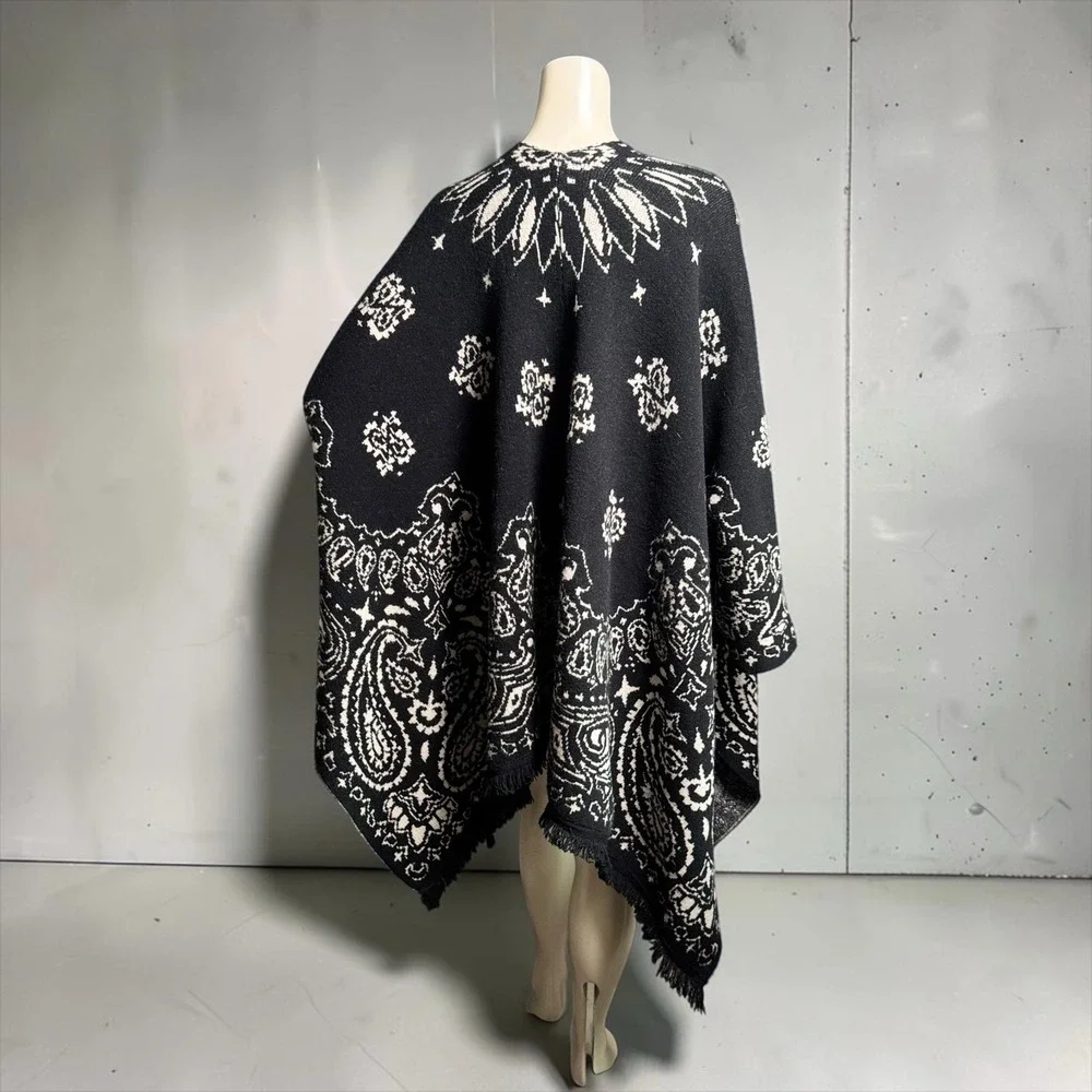 OTHER WESTERN BANDANA PONCHO BLACK OS